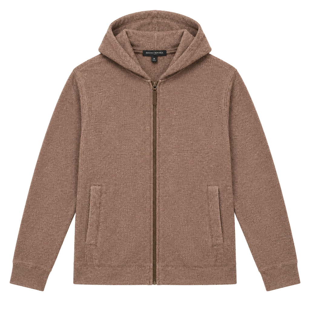 Banana Republic Full Zip Hoodie Size M Brown Knit Sweater 1