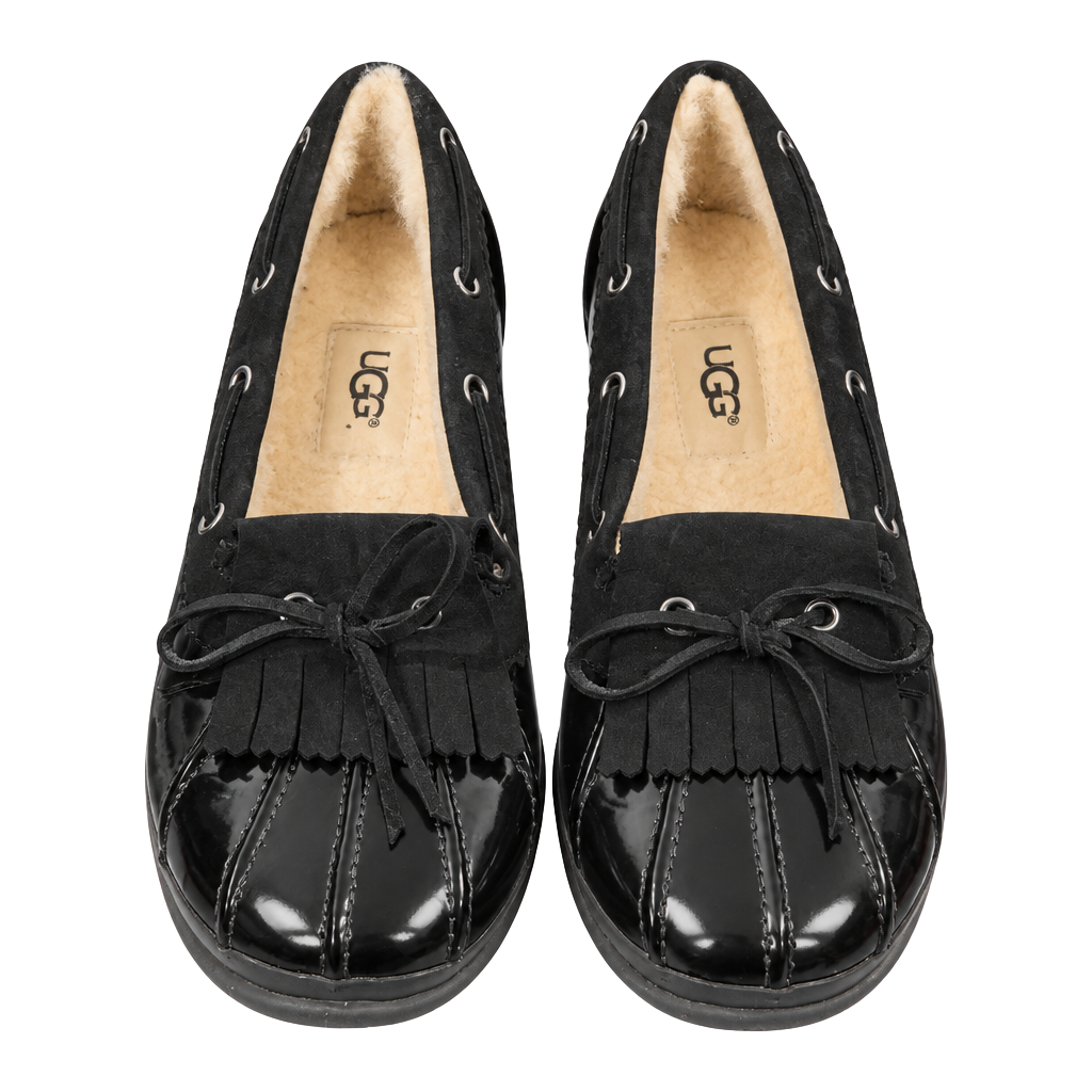 UGG Ashdale Duck Shoes Size 8 Black Waterproof Leather Moccasins 1