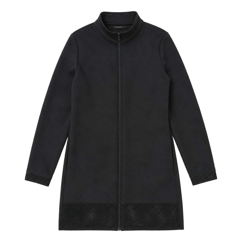 Fabletics Eugenia Coat Black Mesh Detail Wrap Cardigan Jacket 1