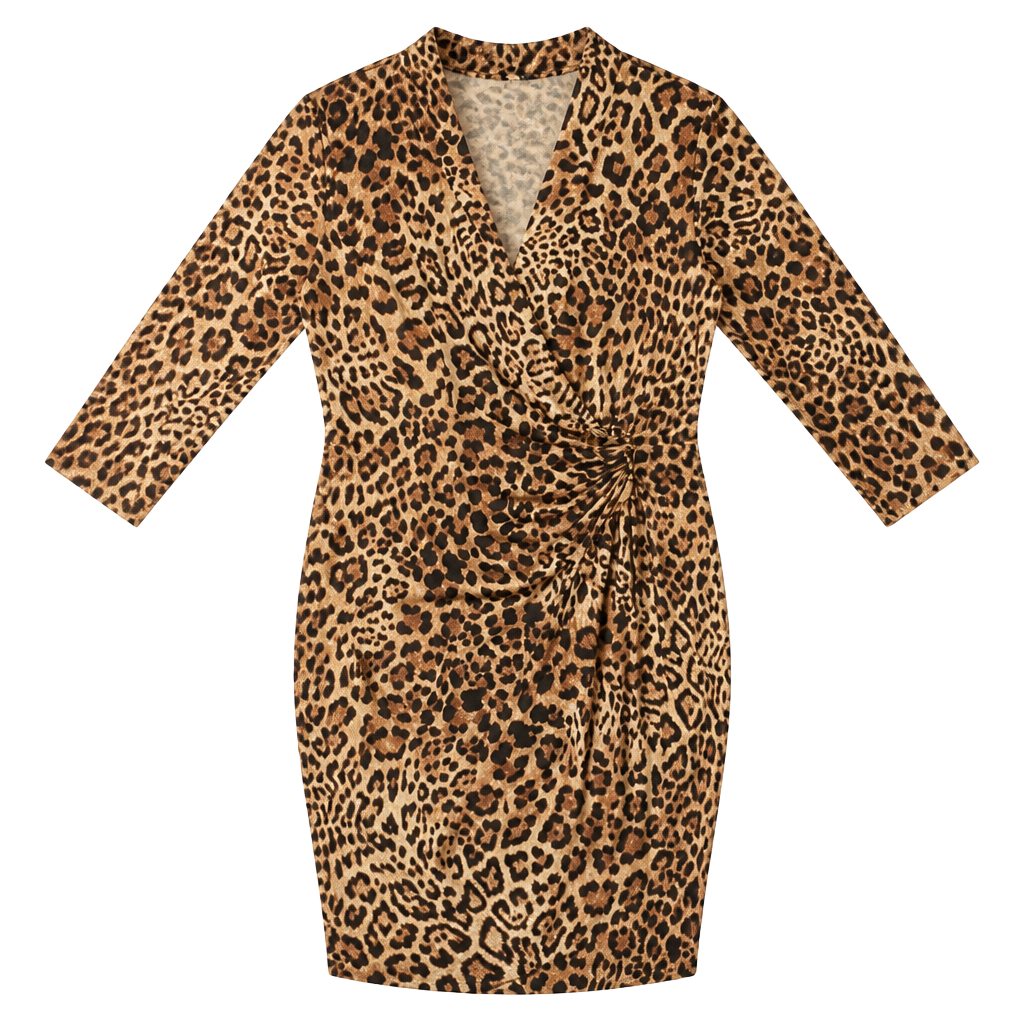Karen Kane Leopard Print Faux Wrap Midi Dress XL 1