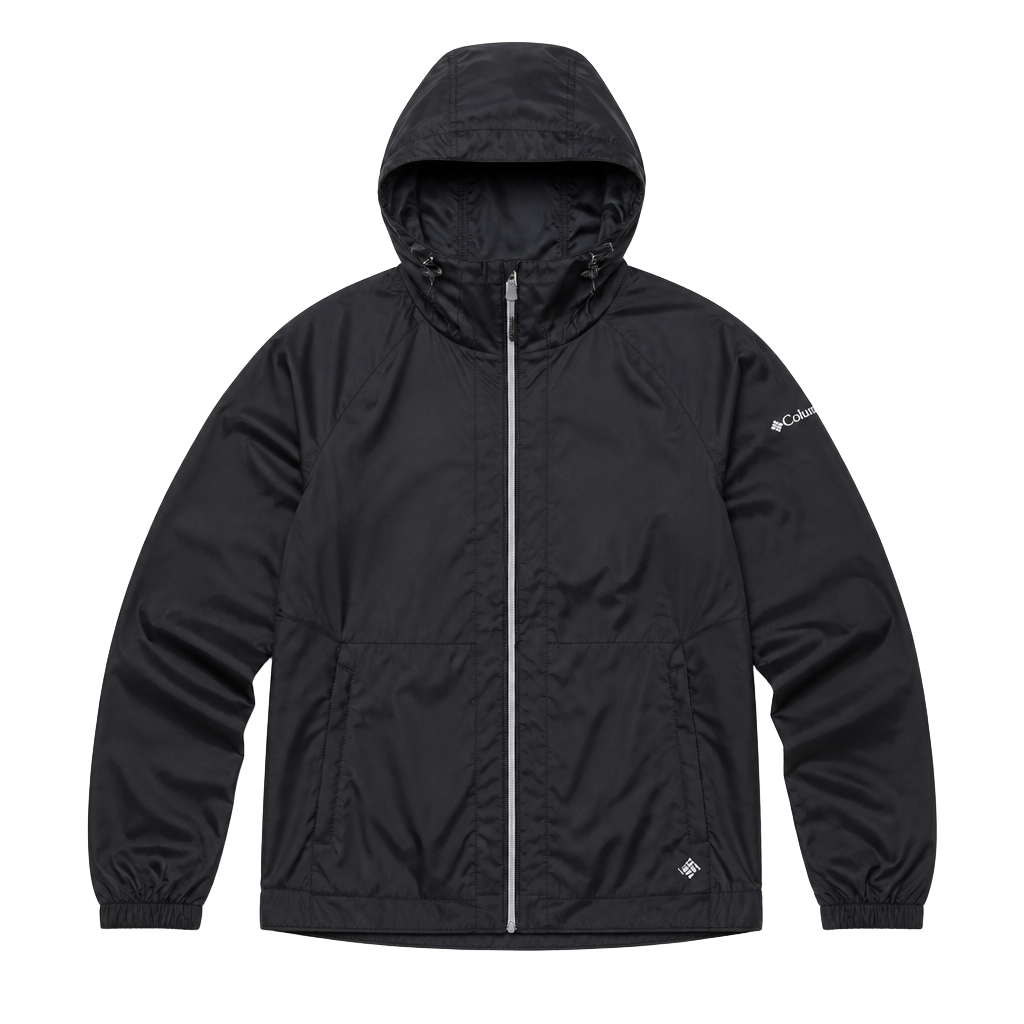 Columbia Women's Omni-Shield Full Zip Hooded Windbreaker Jacket Black Large 1
