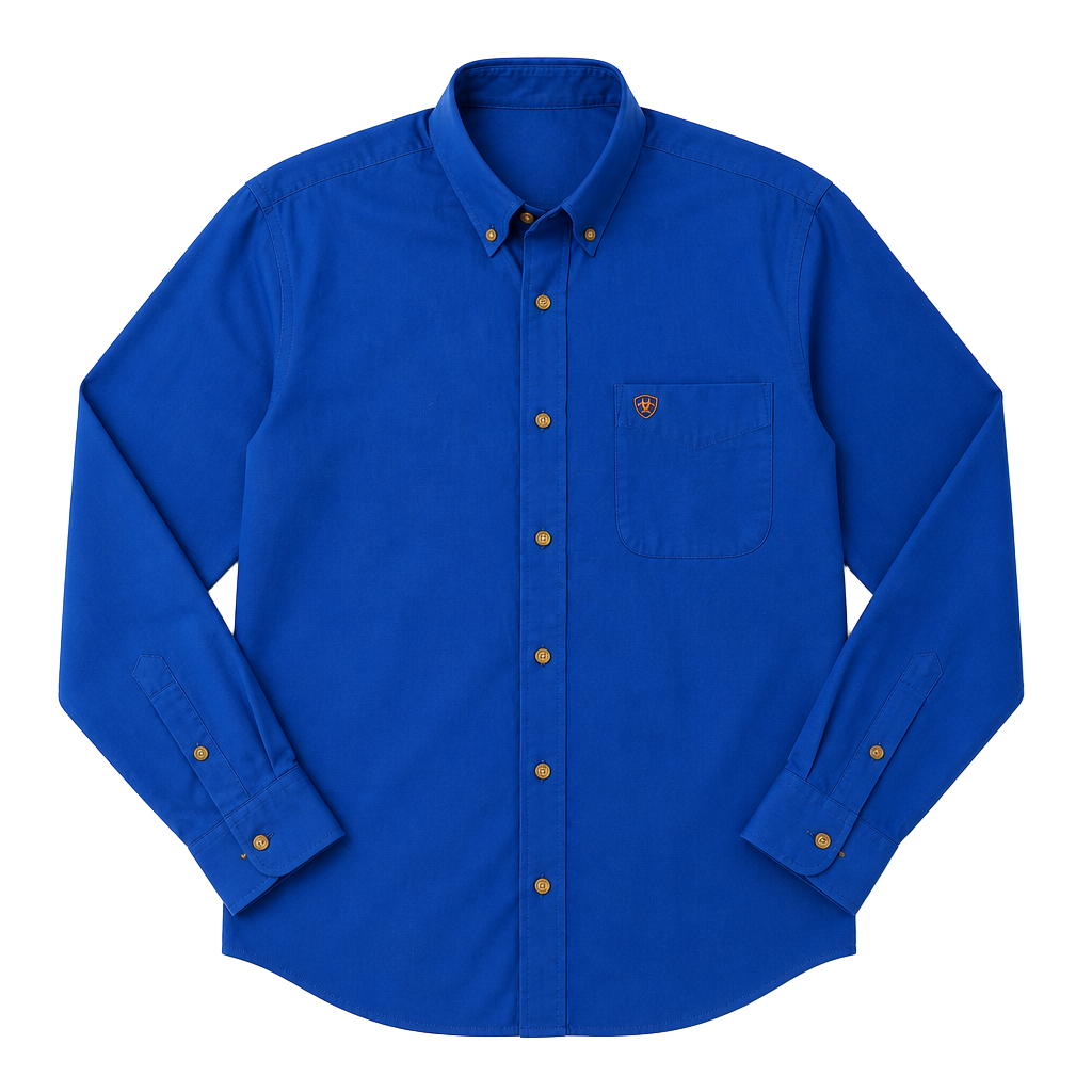 Ariat Men's Solid Twill Long Sleeve Classic Fit Western Shirt in Ultramarine 1