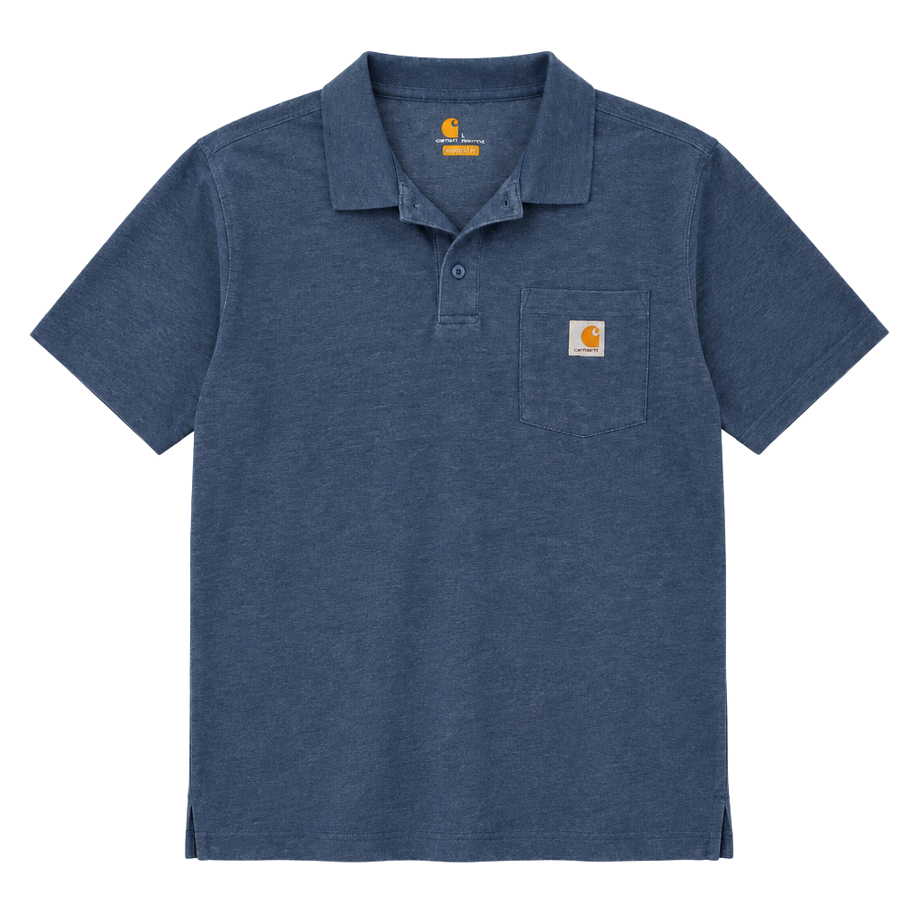 Carhartt Polo Shirt Size L Blue Original Fit Short Sleeve Pocket 1