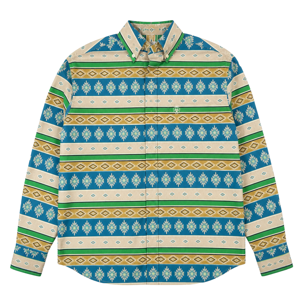 Ariat Men's Long Sleeve Button-Down Aztec Geometric Print Western Shirt 1