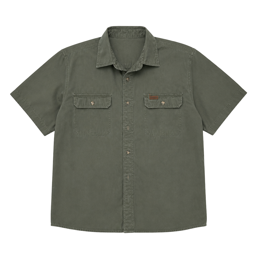 Carhartt Vintage 100% Cotton Short Sleeve Button Up Work Shirt Green Size L 1