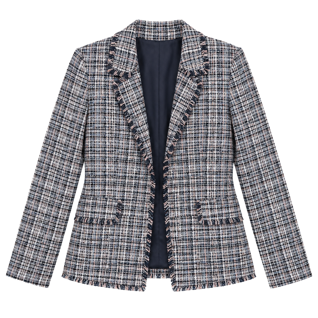 Laundry by Shelli Segal Tweed Blazer Size S/P/CH Fringe Trim 1