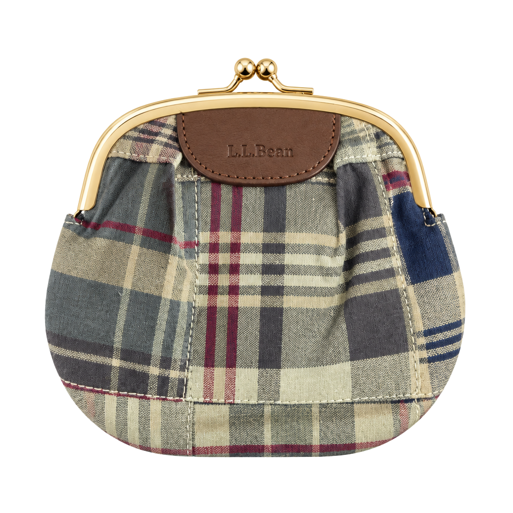L.L. Bean Plaid Flannel Kisslock Coin Purse Wallet 1