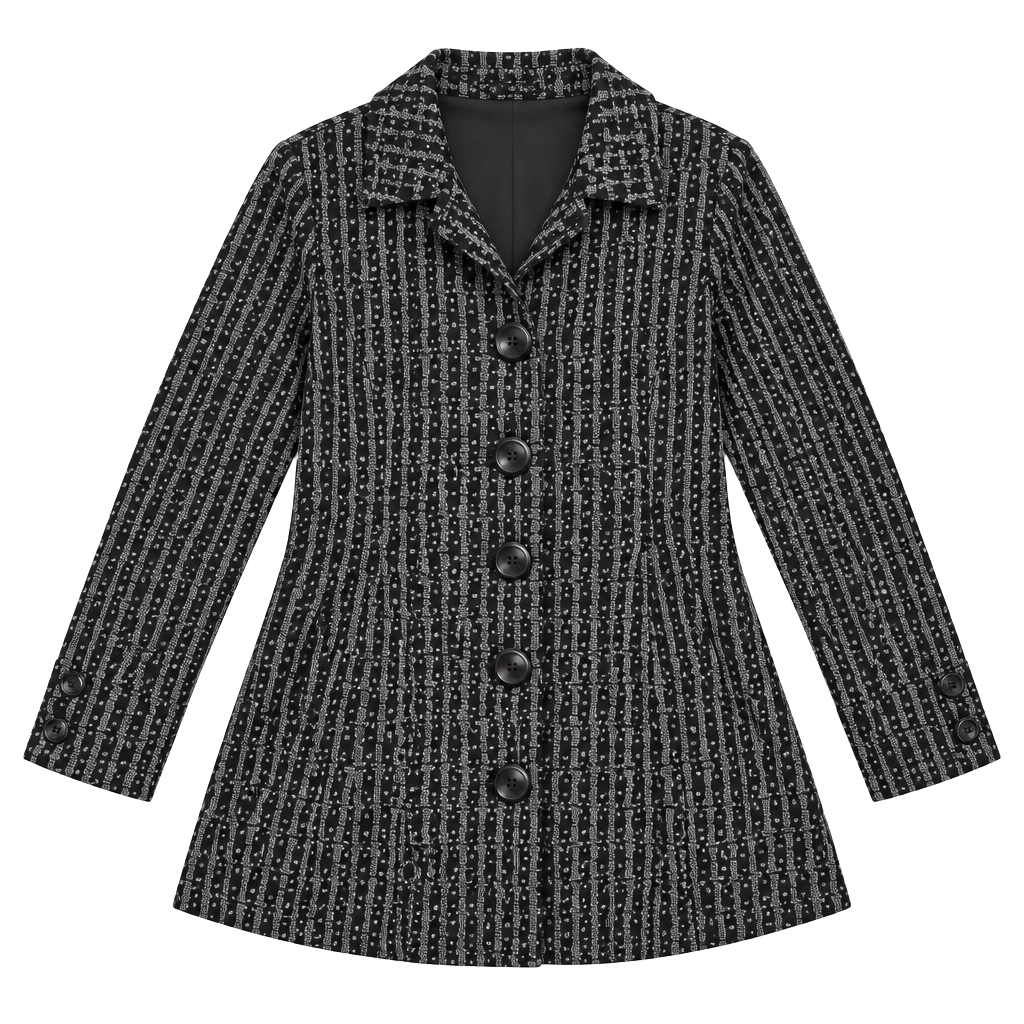 Tulip Black and Gray Geometric Pattern Long jacket pockets Small 34.5 “ 1