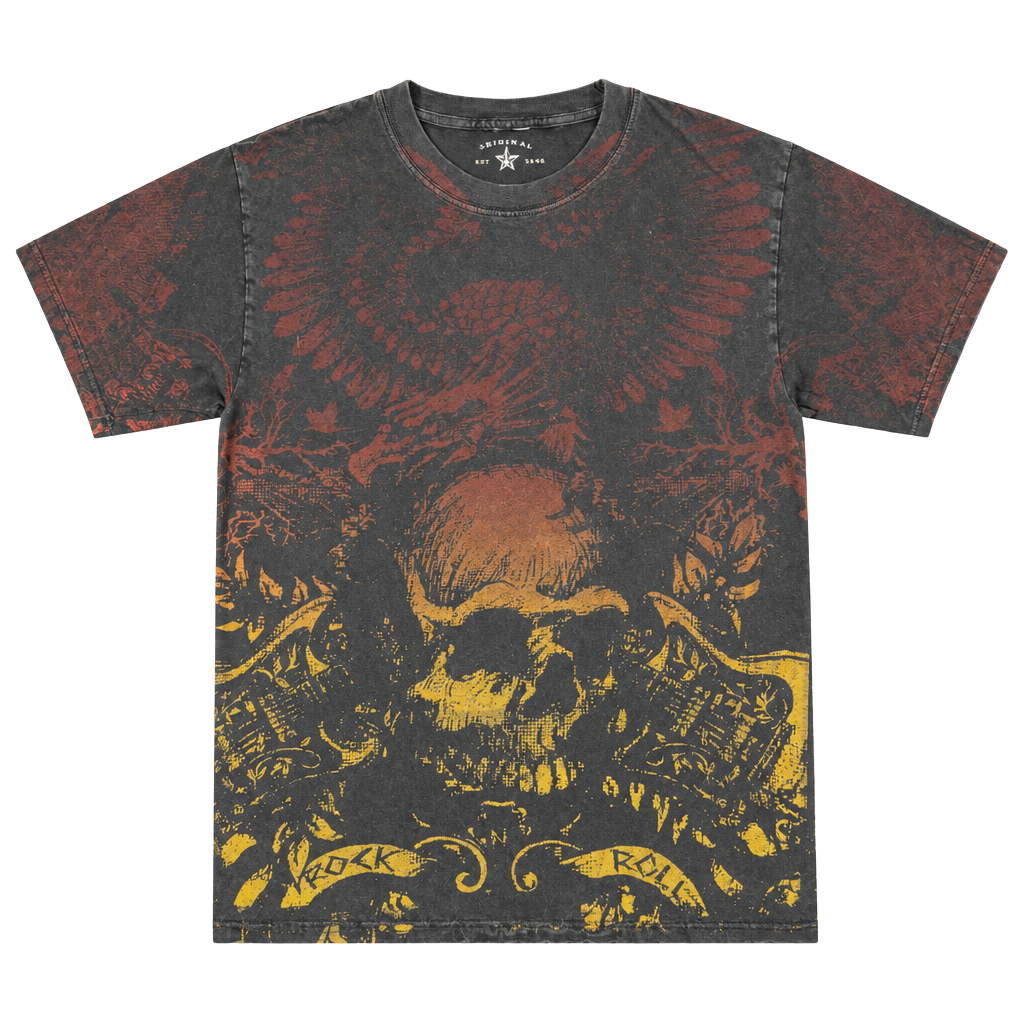 Grey Star Rock N Roll Skull Graphic T-Shirt Size M Black 1
