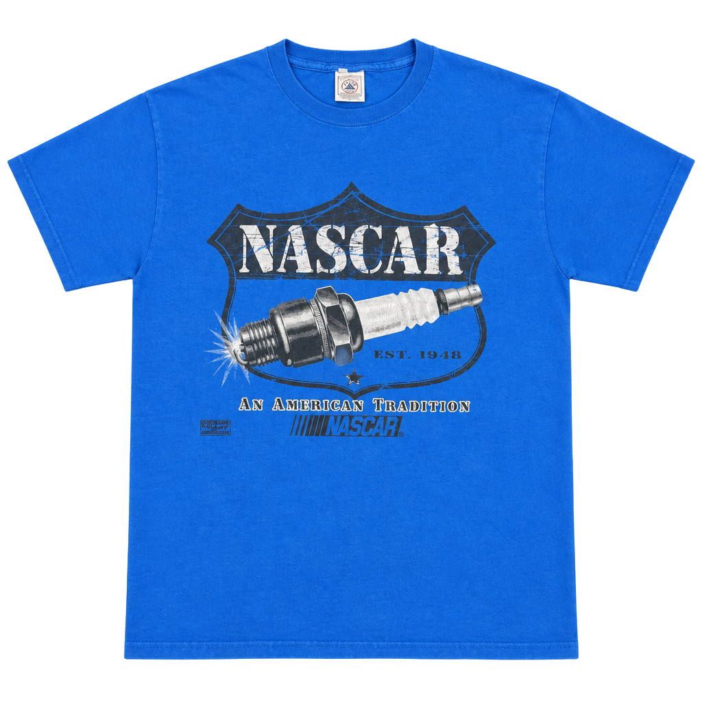 Delta NASCAR Spark Plug T-Shirt Size M Blue An American Tradition 1