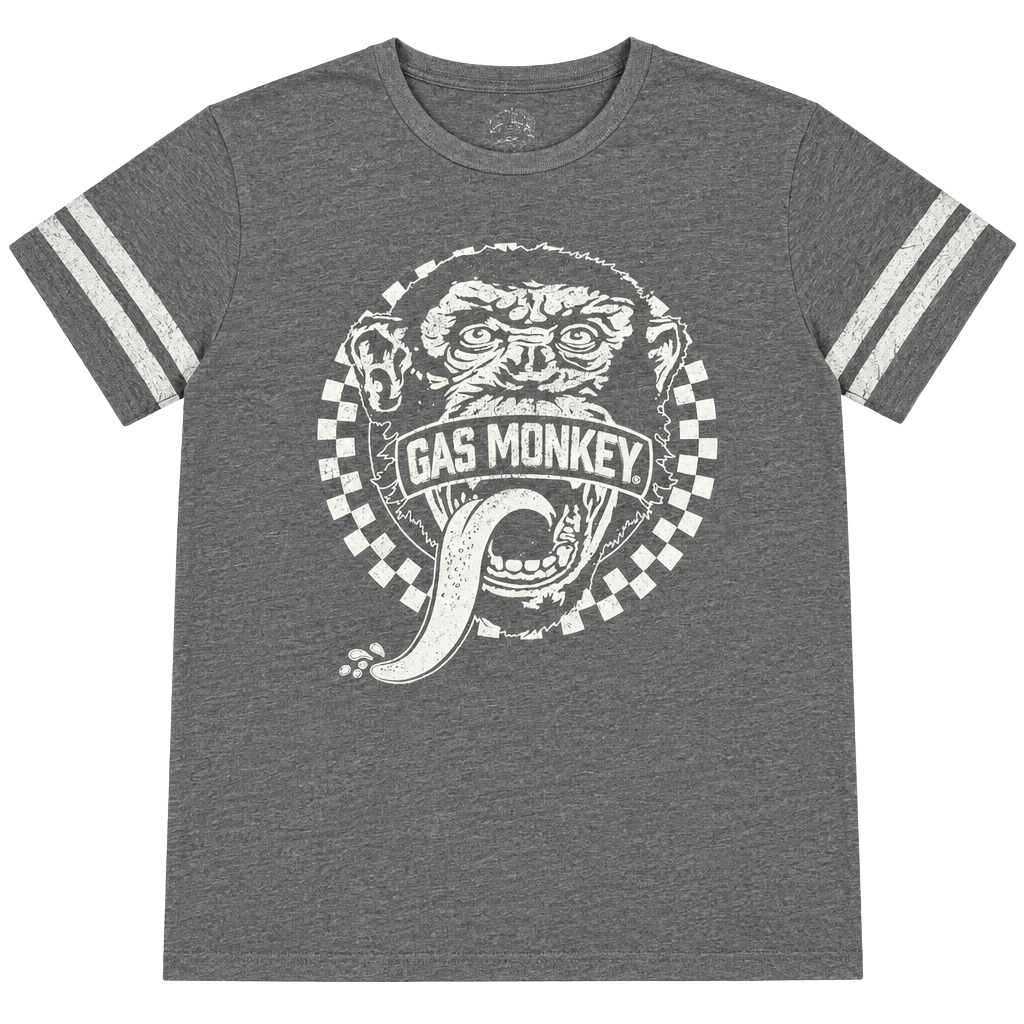 Gas Monkey Garage T-Shirt Size L Gray Graphic Stripe Sleeve 1