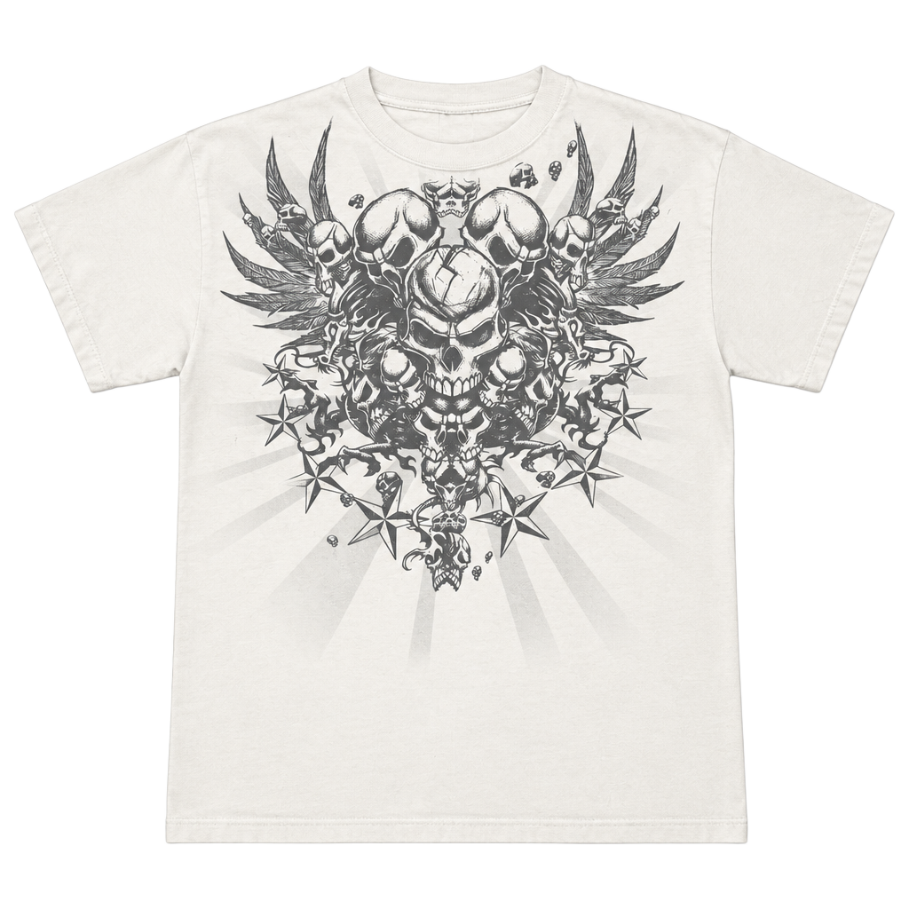 Tennessee River Skull Wings Graphic T-Shirt Size M Off-White 1