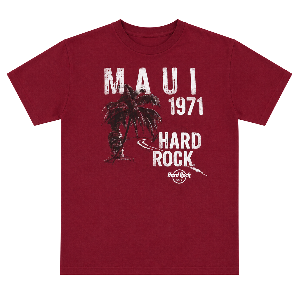 Hard Rock Cafe Maui 1971 Graphic T-Shirt Red Cotton 1