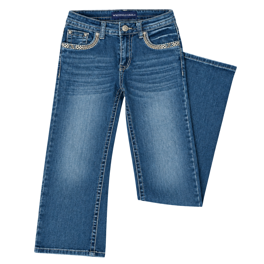Westfield Eagle Embellished Bootcut Jeans Blue Denim Rhinestone 1