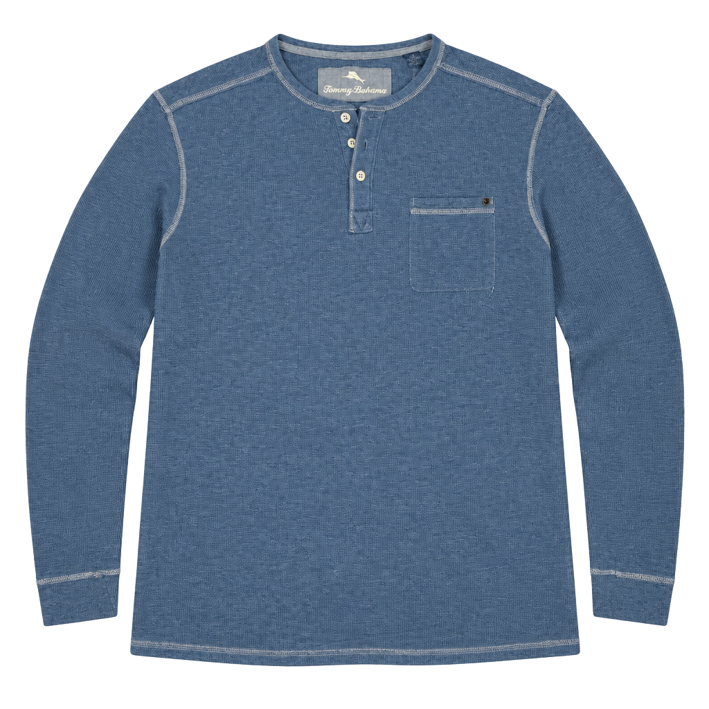 Tommy Bahama Long Sleeve Henley Shirt Blue Size L 1