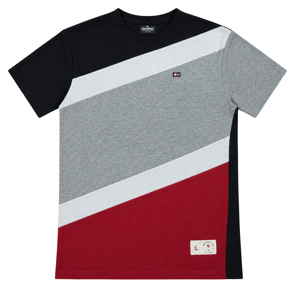 Southpole Colorblock T-Shirt Size L Red White Gray Black 1