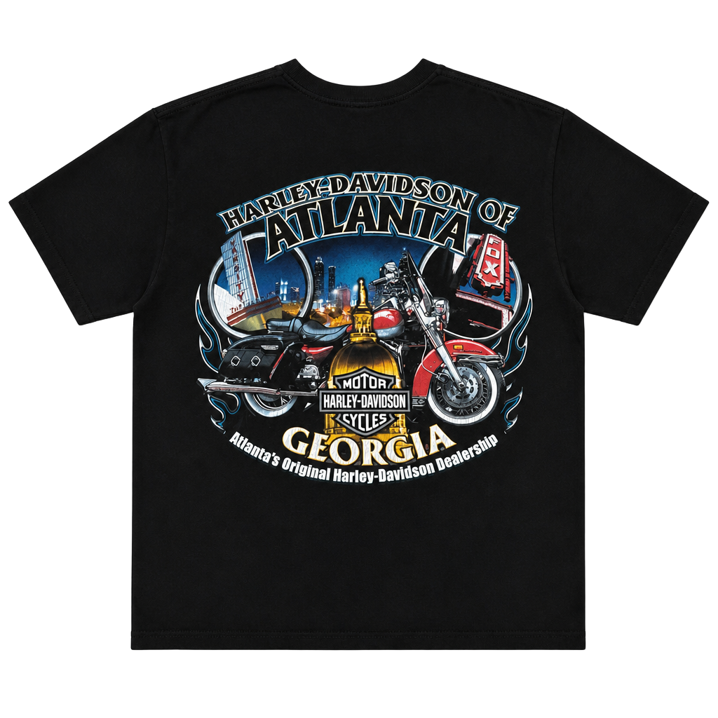 Harley Davidson Atlanta Georgia T-Shirt Black Graphic Tee 1