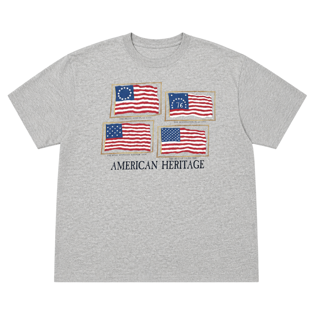 Anvil American Heritage American Flags T-Shirt Size XL Gray 1