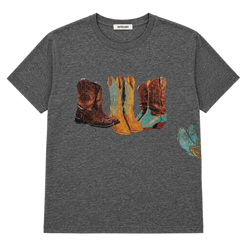 Daydreamer Kick Off Your Boots Graphic Tee Gray 1