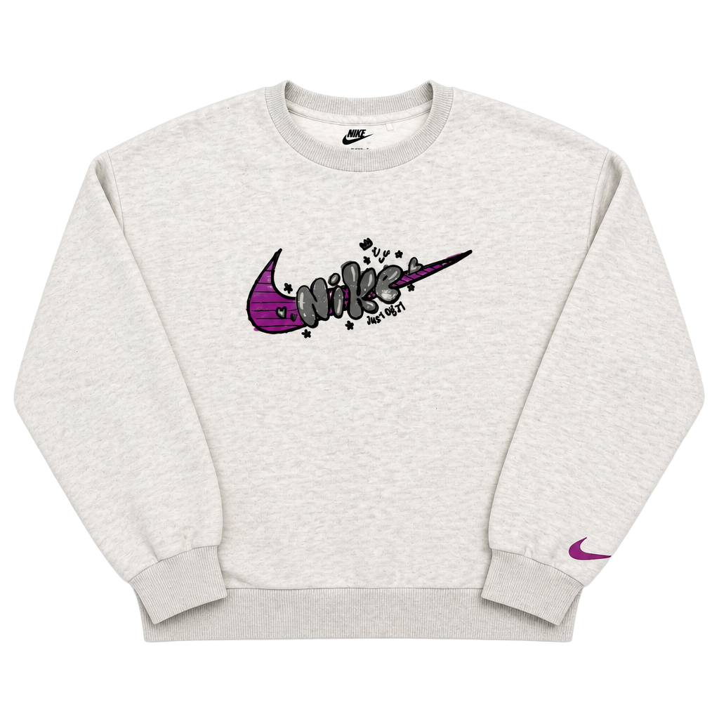 Nike Graffiti Sweatshirt Size 6X Grey Purple Bubble Letter Logo 1