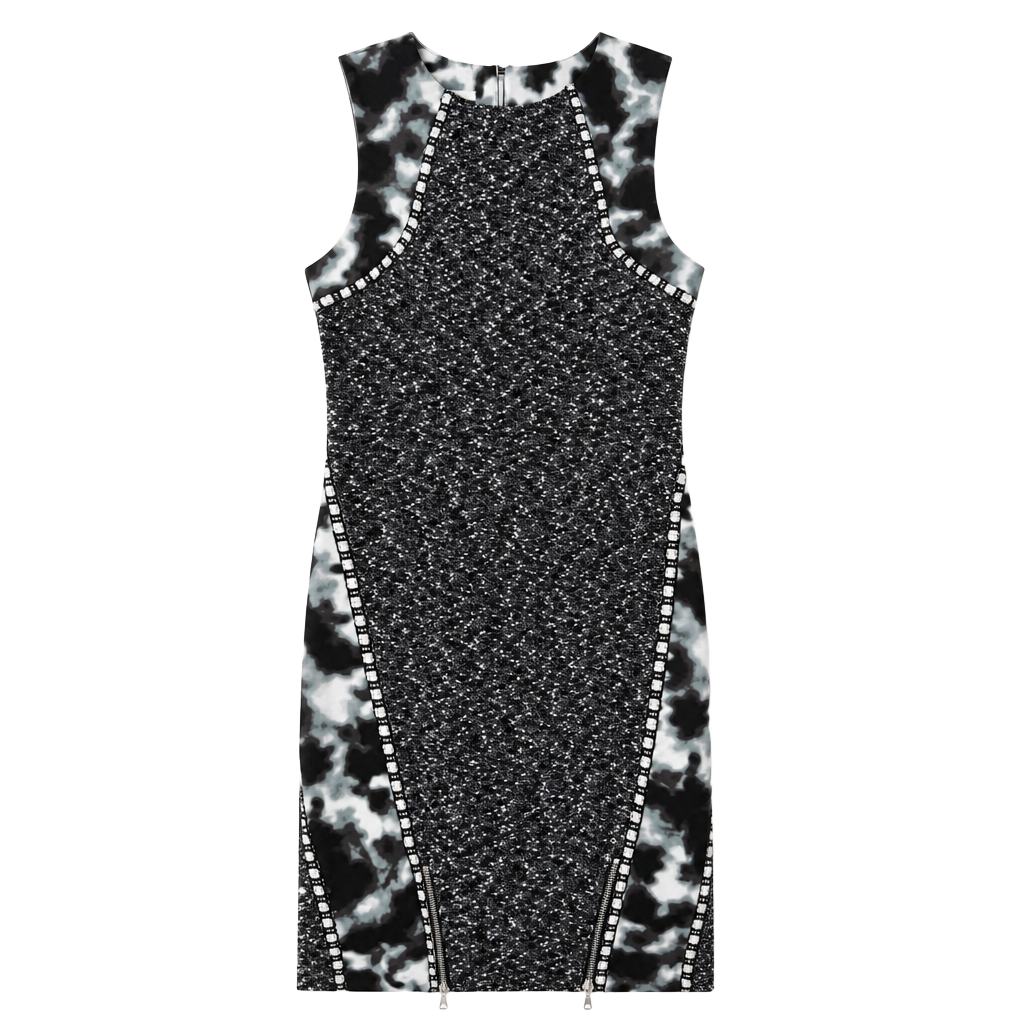 Rachel Roy Dress Size 4 Black White Tweed Cloud Sleeveless 1