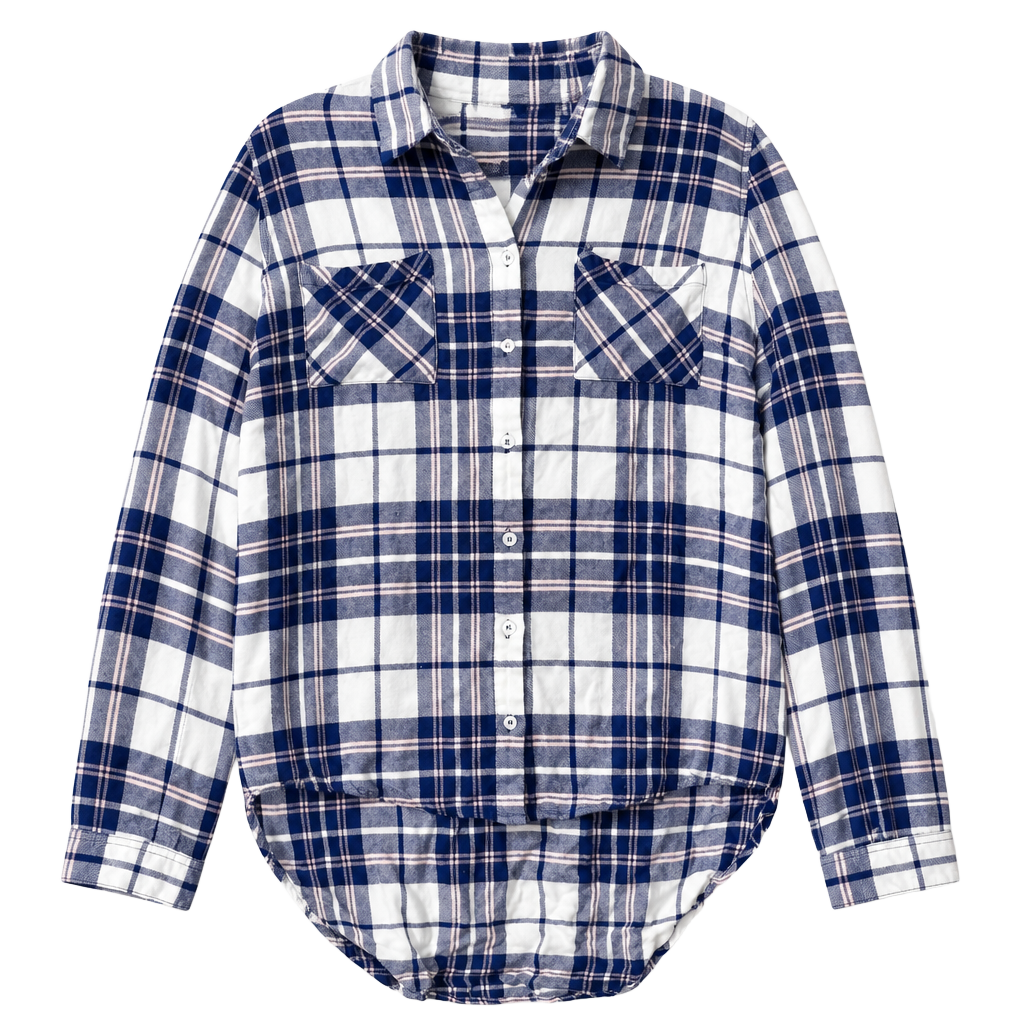 Blu Pepper Plaid Button Up Shirt Size L Blue White Long Sleeve 1