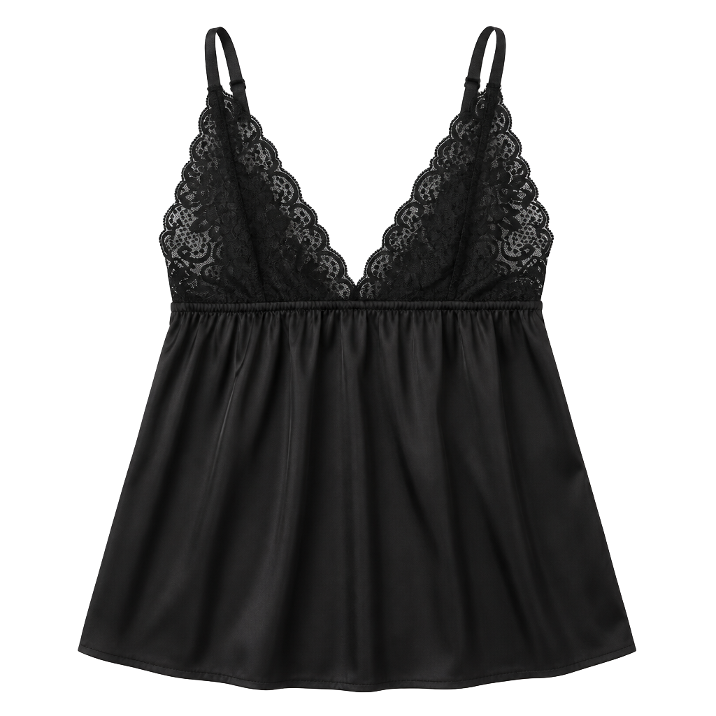Rachel Rachel Roy Black Satin and Lace Babydoll Chemise 1