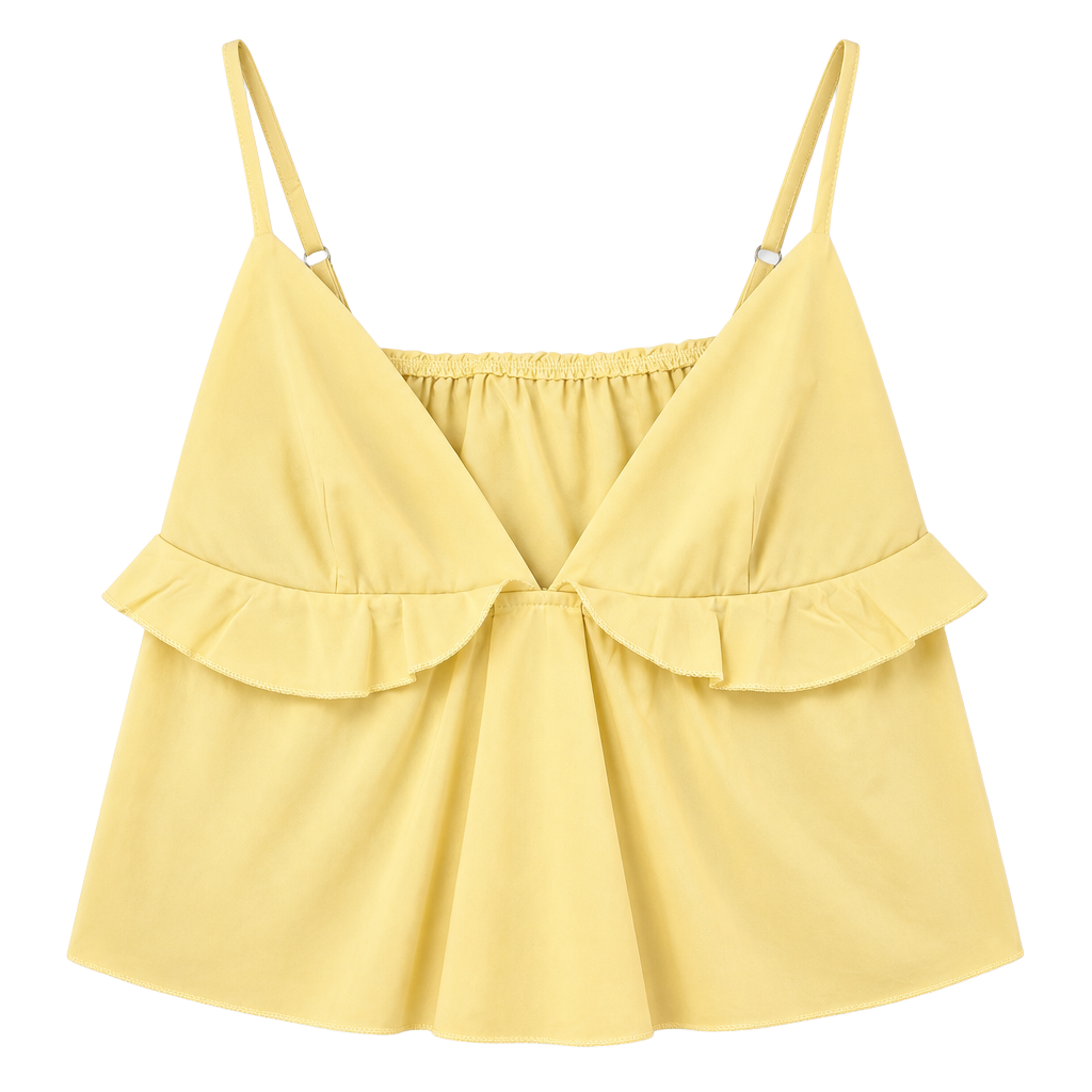 SHEIN Light Yellow Ruffle Trim Cami Top Size Small 1