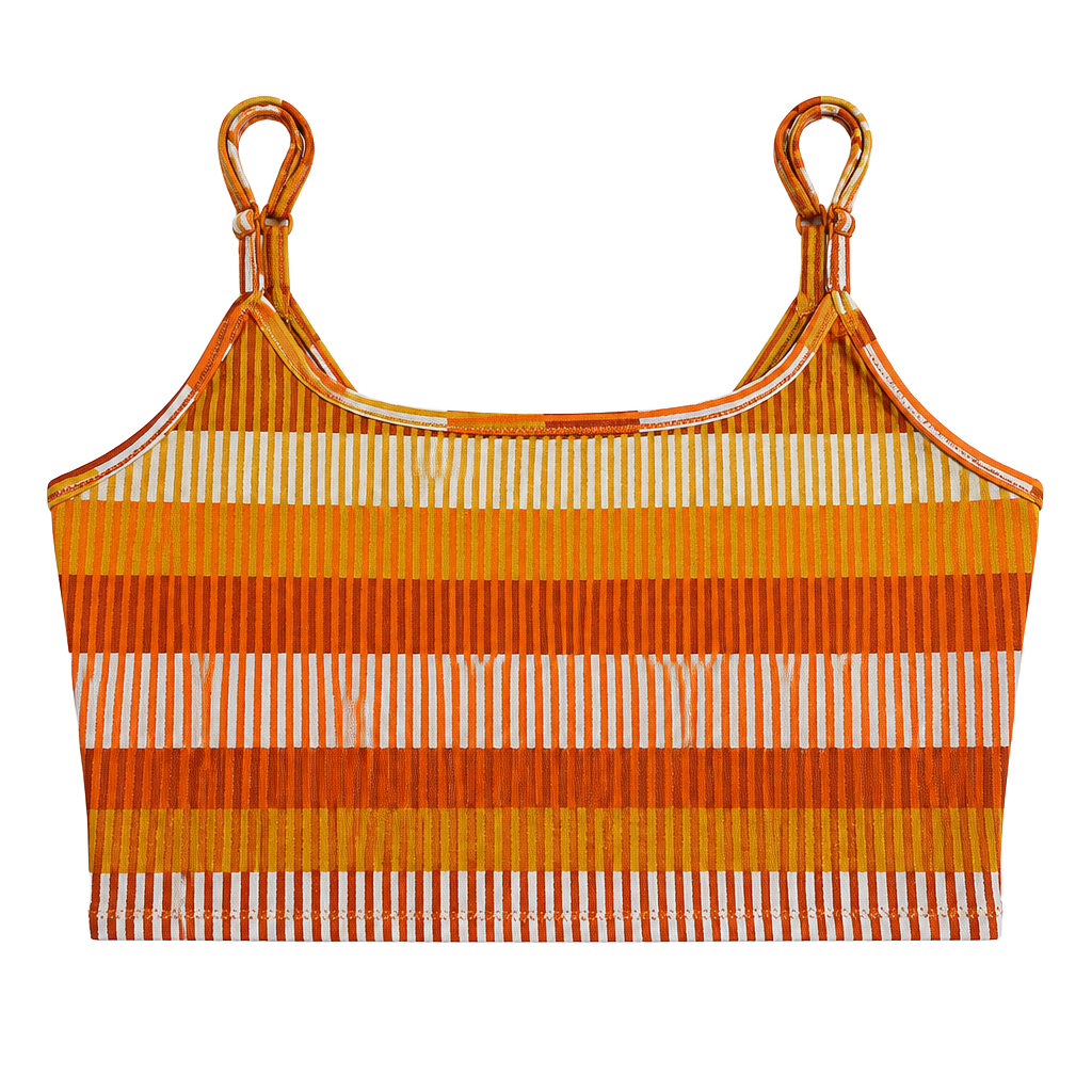 Aerie Striped Bikini Top Orange Yellow 1