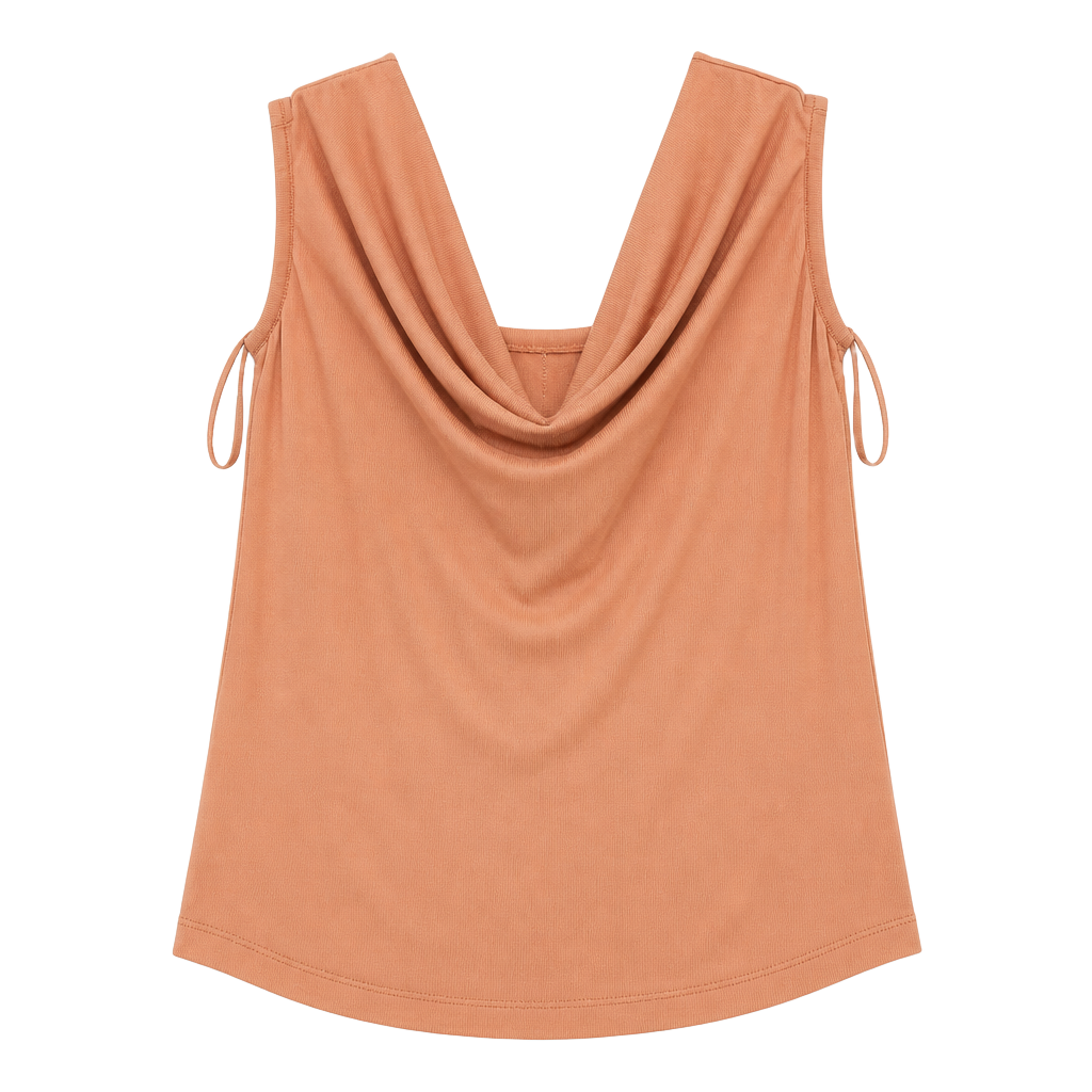 Oak & Trellis Cowl Neck Sleeveless Top Cork Orange XS 1