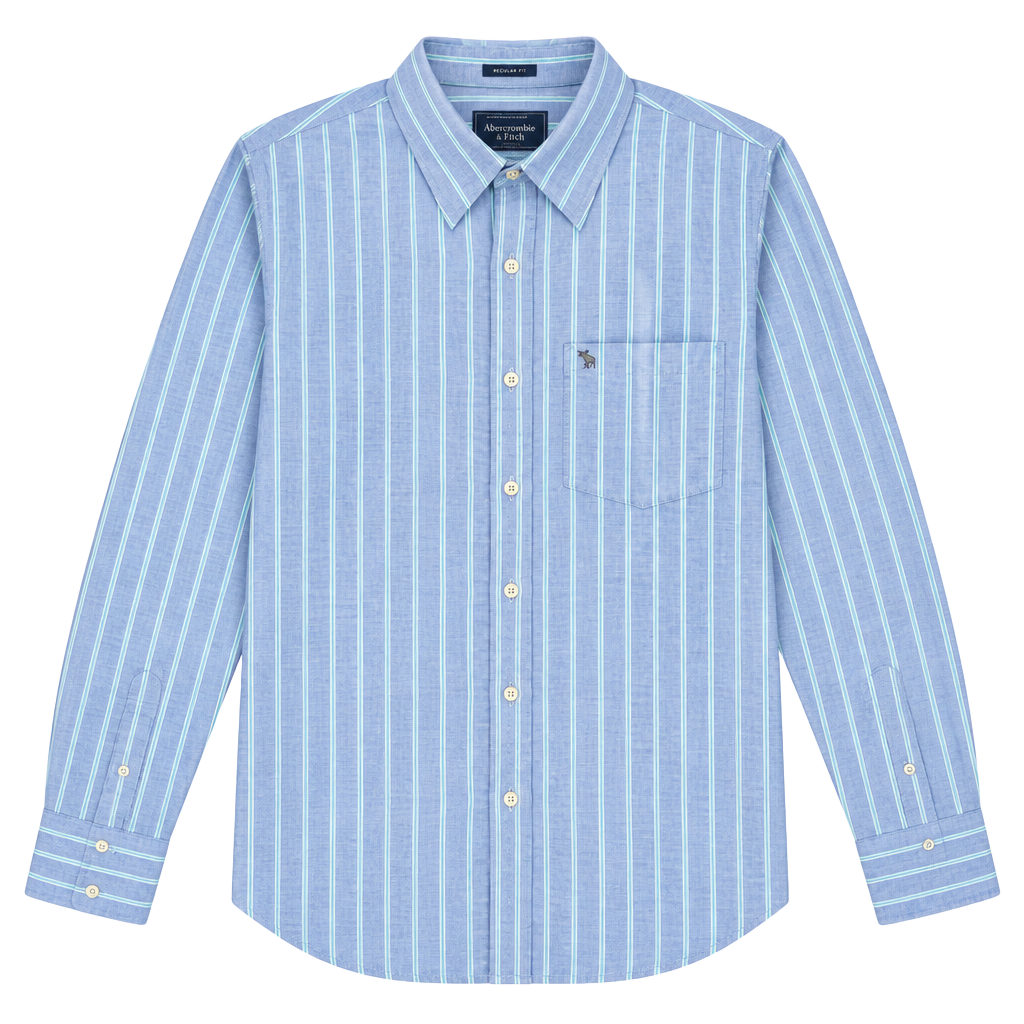 Abercrombie & Fitch Muscle Button Down Shirt Size XXL Blue Striped 1