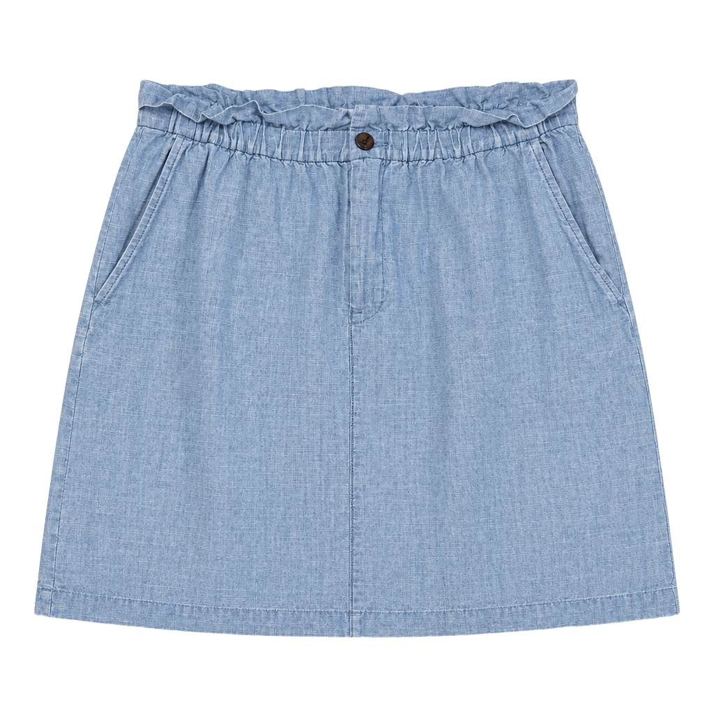 Gen Z Cottagecore Hipster J. Crew Blue Chambray Paperbag Waist Skirt 1