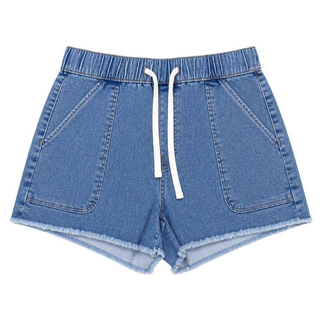 Gen Z Elastic Drawstring High Waist Patch Pocket Loose Casual Denim-Look 1
