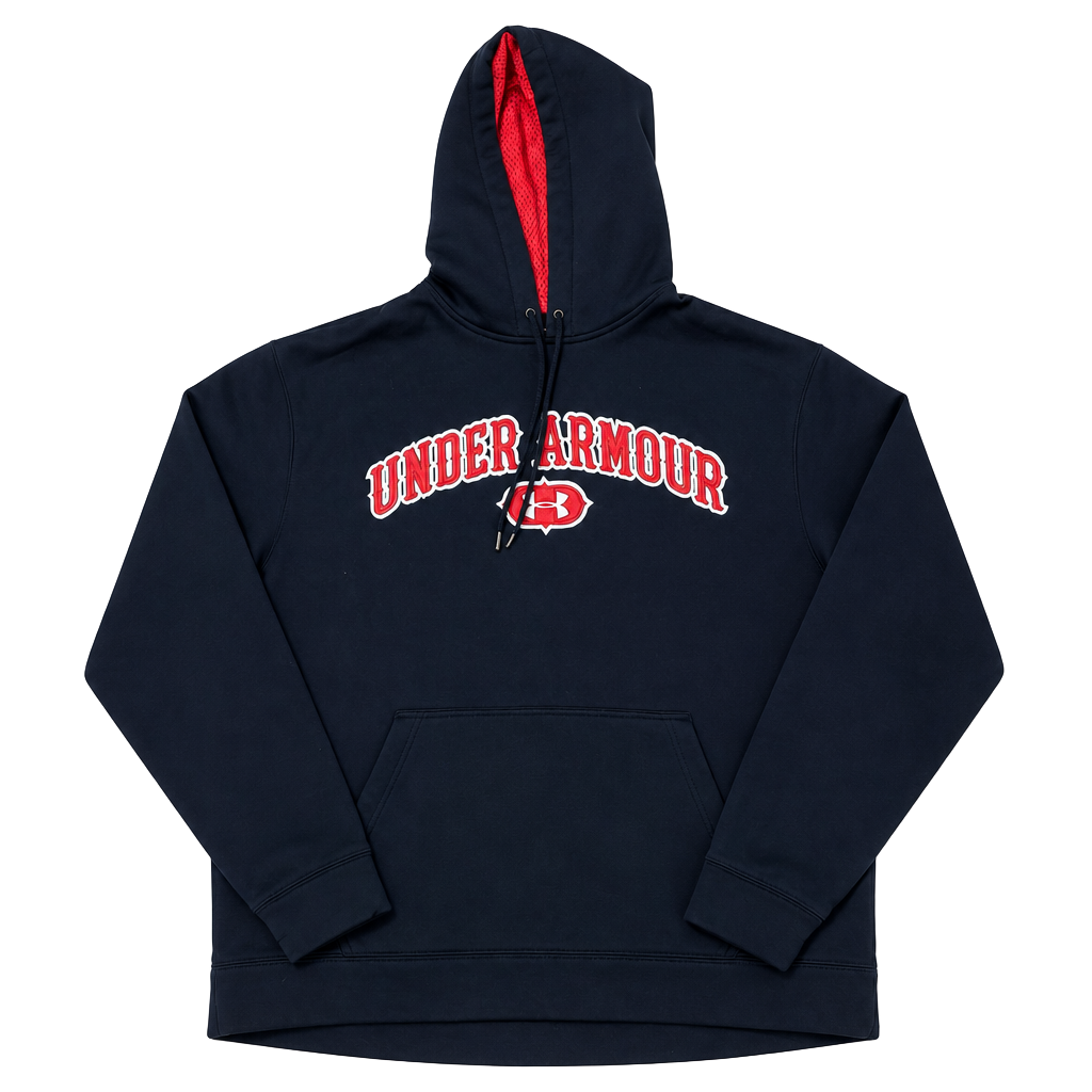 Gen Z Bloke Under Armour Mens Black Red Spell Out Hooded Sweatshirt 1