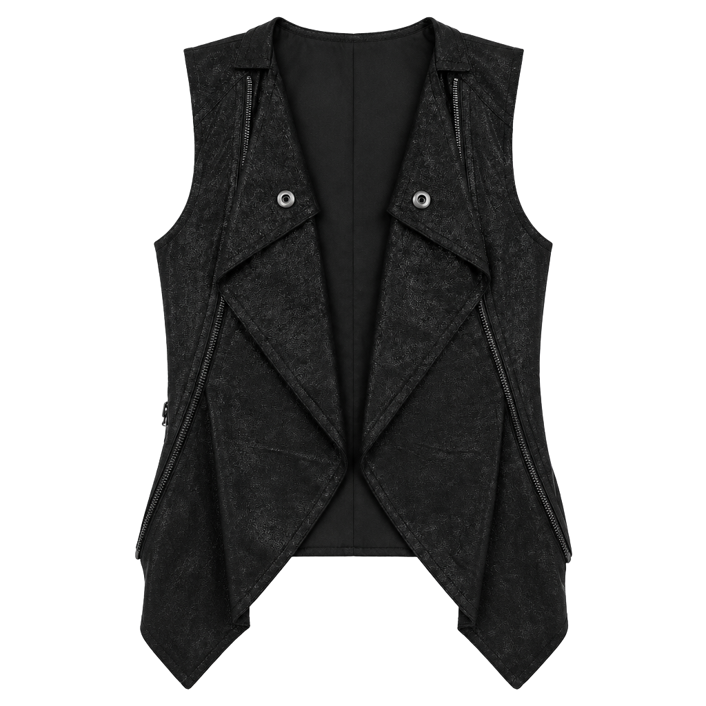 Rockstar Faux Leather Moto Vest Size Small Black 1