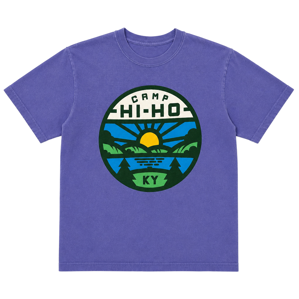 Gen Z Blokette Comfort Colors Camp Hi-Ho KY Graphic T-Shirt Blue Size S 1