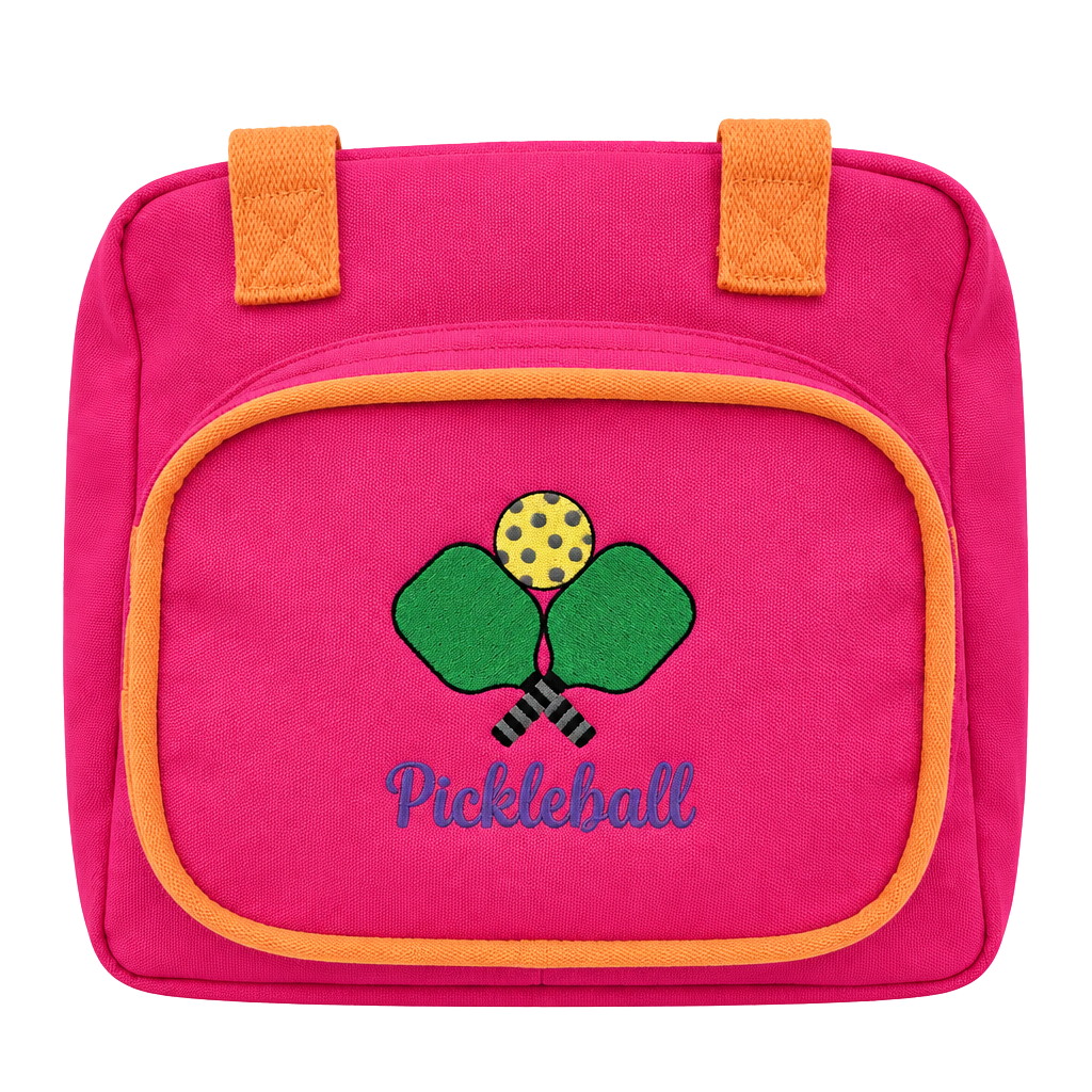 Cloquette Cb Station Pickleball Canvas Tote Bag Pink Orange Embroidered Paddles 1