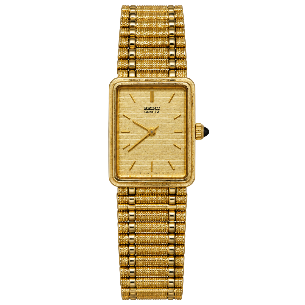 Seiko Quartz Gold Tone Tank Watch 2C20-5620 1