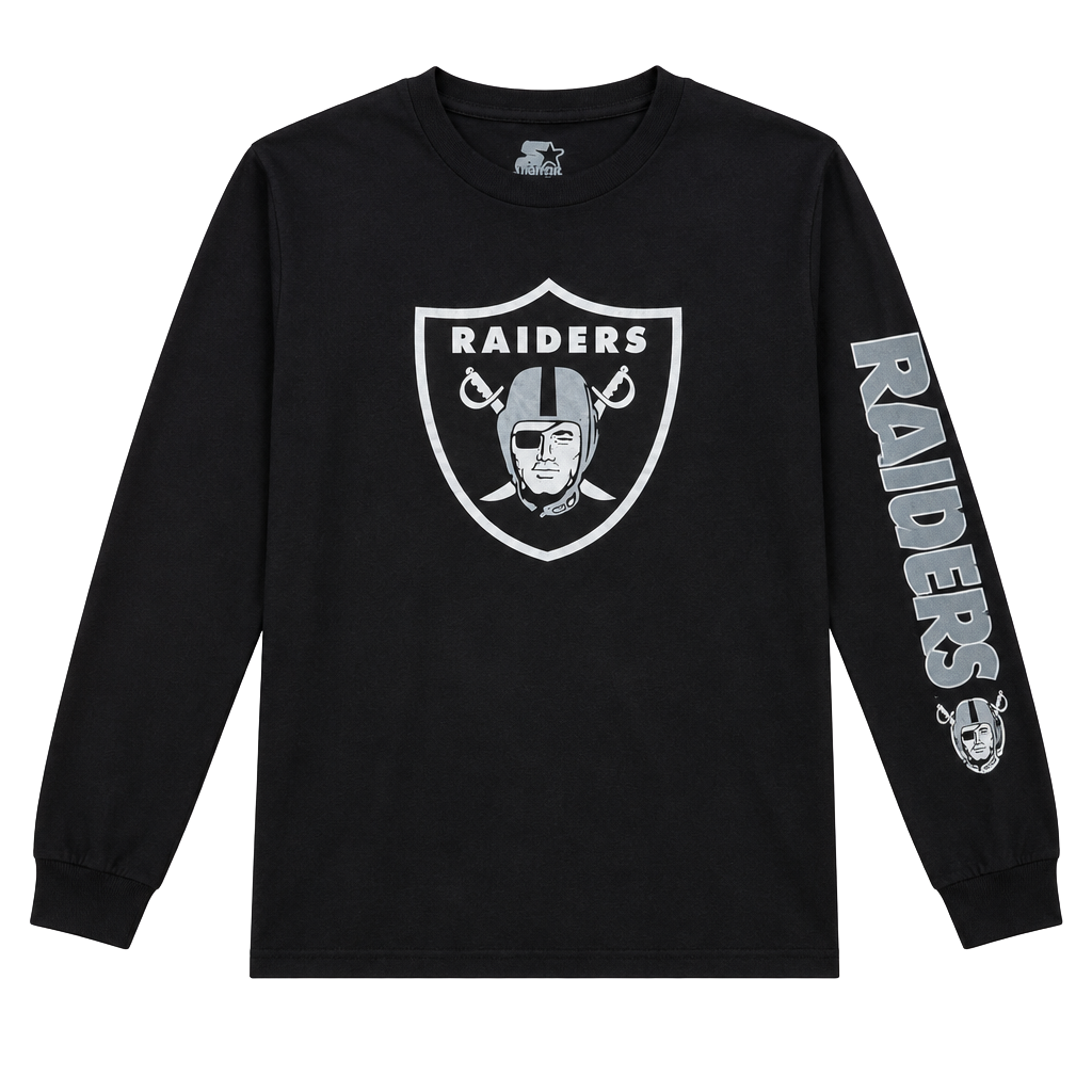Starter Raiders Long Sleeve T-Shirt Size XL Black Football 1
