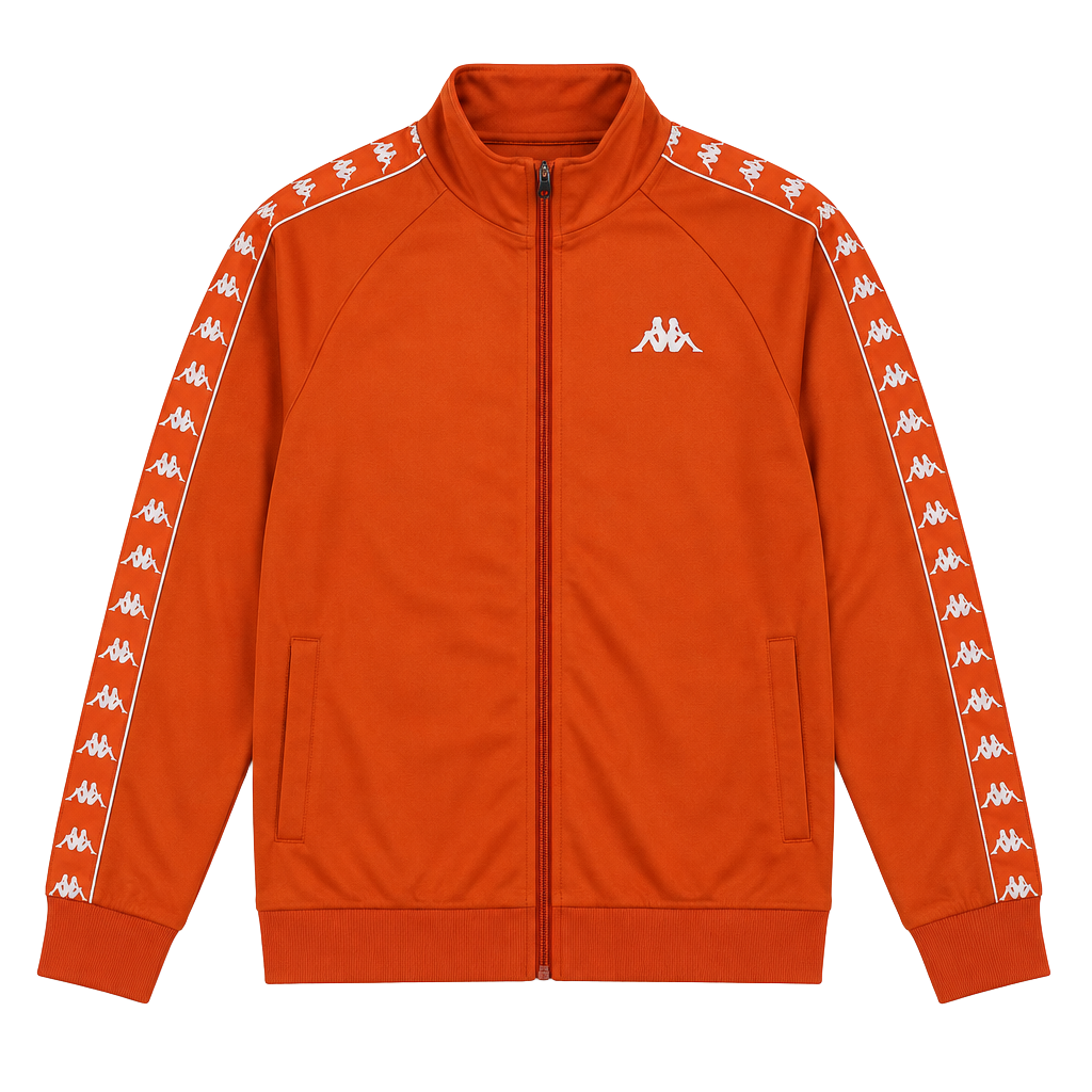 Kappa 222 Banda Anniston Track Jacket Size Large Orange Full Zip 1