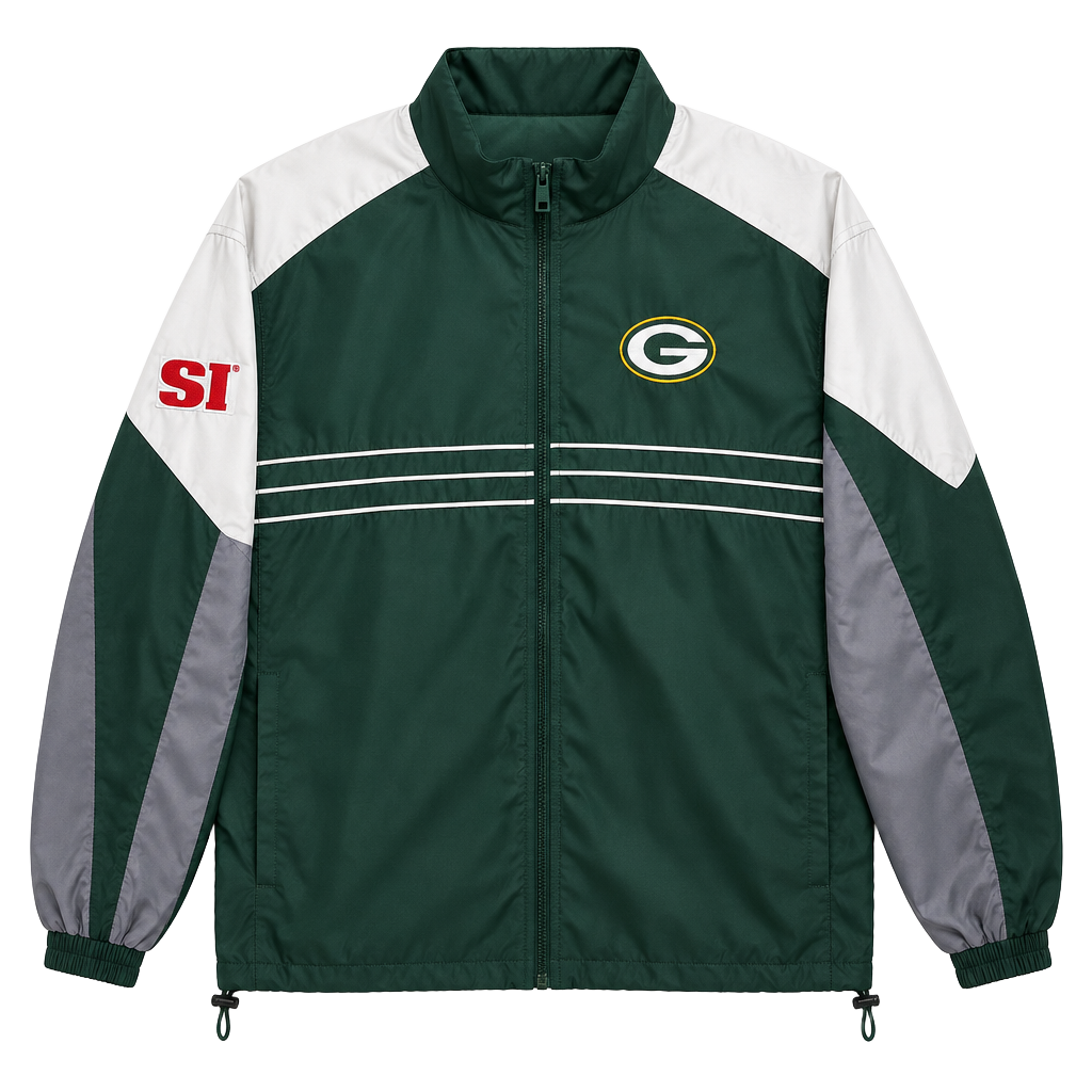 NFL Green Bay Packers Jacket XL Green White Windbreaker 1