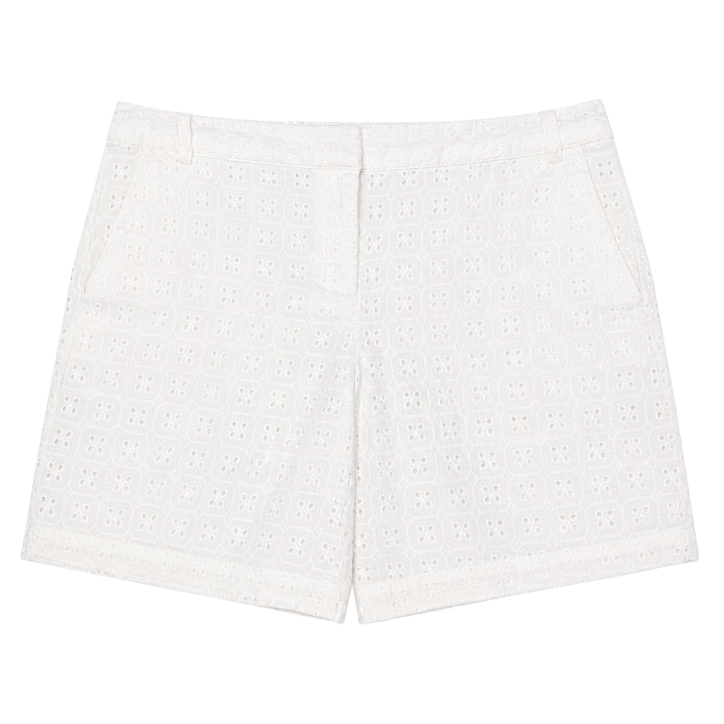 Izod Women's Size 6 White Eyelet Textured Lined Shorts 6” Inseam 1