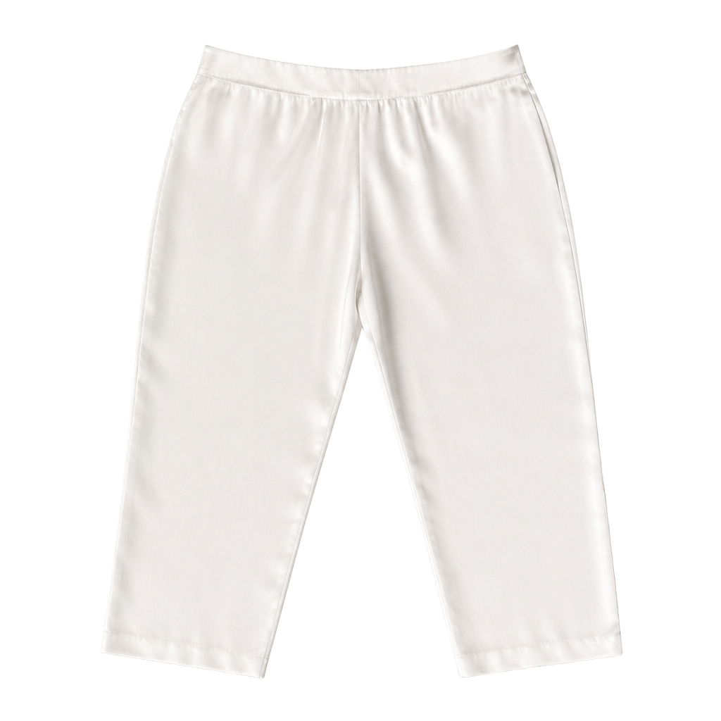 Eileen Fisher Silk Cropped Pants Size XL White Relaxed Straight Leg 1