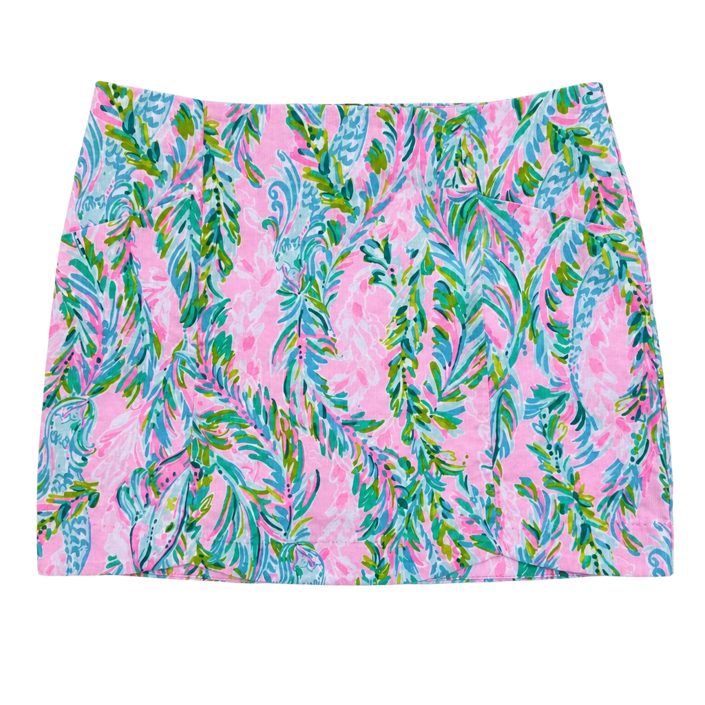 Lilly Pulitzer Women’s Pink Tropical Floral Skort Size 4 Cotton Stretch 1