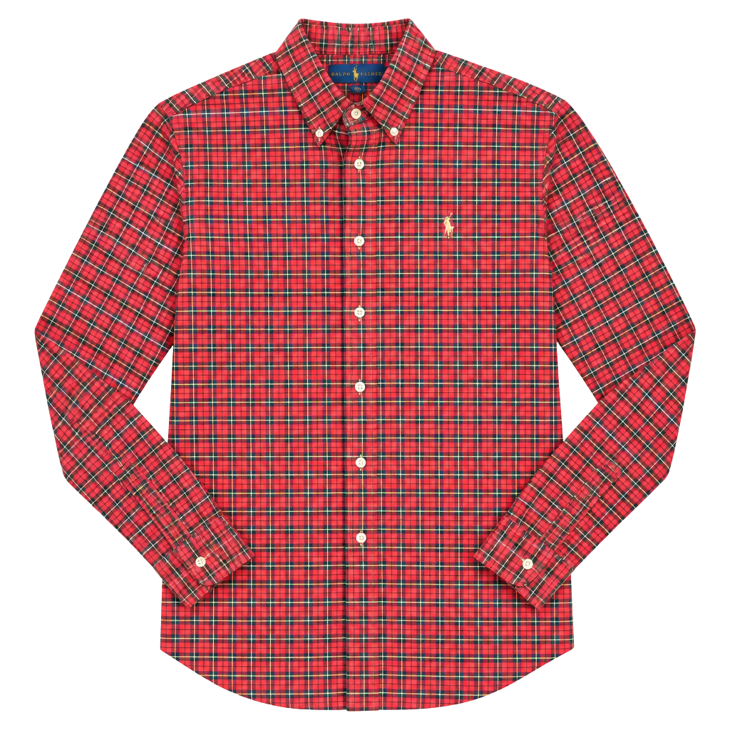 Ralph Lauren Classic Fit Plaid Button Down Shirt Size M Red 1