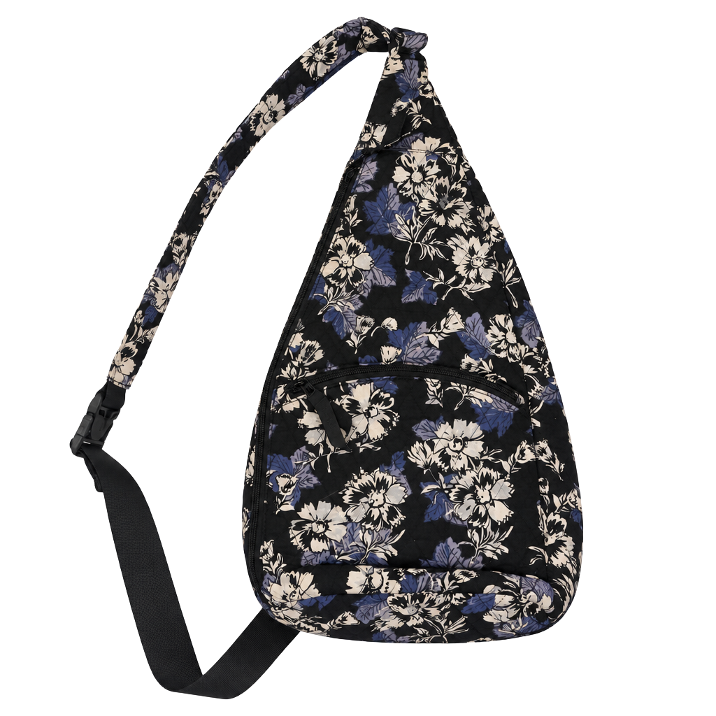Vera Bradley Frosted Floral Black Cotton Sling Backpack 1