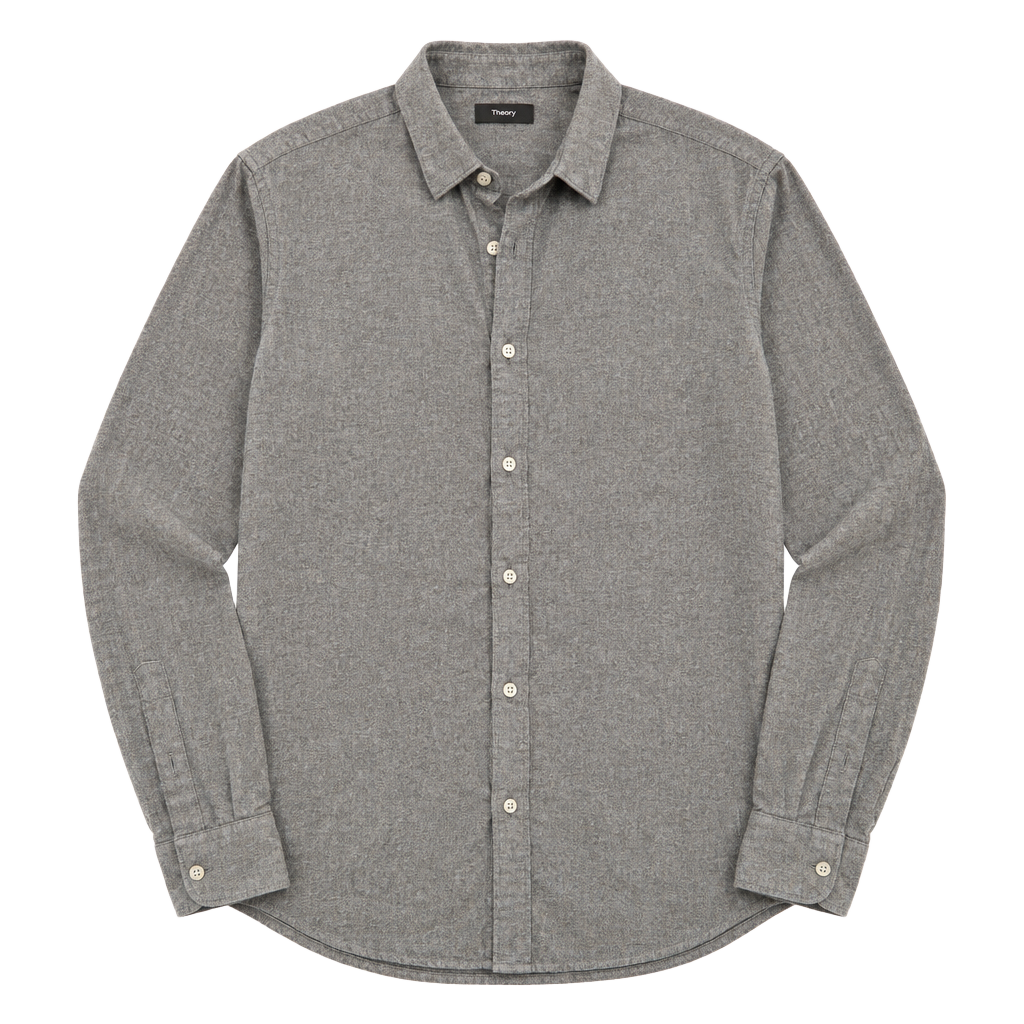 Theory Rammy NP Comfort Flannel Shirt Size M Gray Long Sleeve Cotton 1