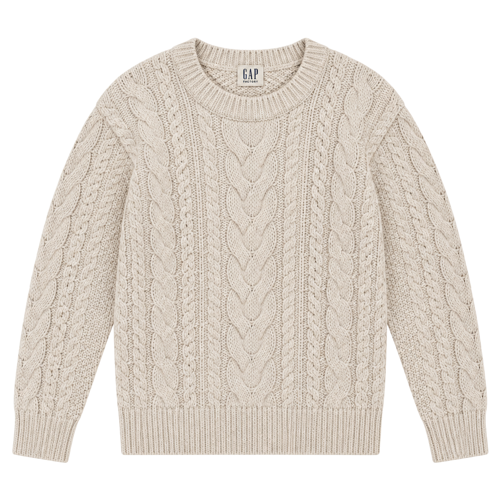 Gap Cable Knit Crewneck Sweater Size XS Off White Cotton 1