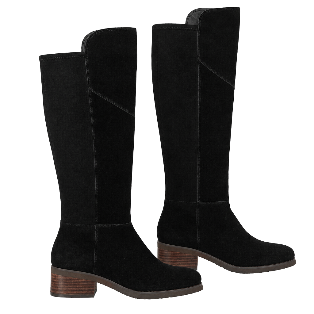 Lucky Brand Twynkl Size 6.5 Black Suede Leather Knee High Boots 1
