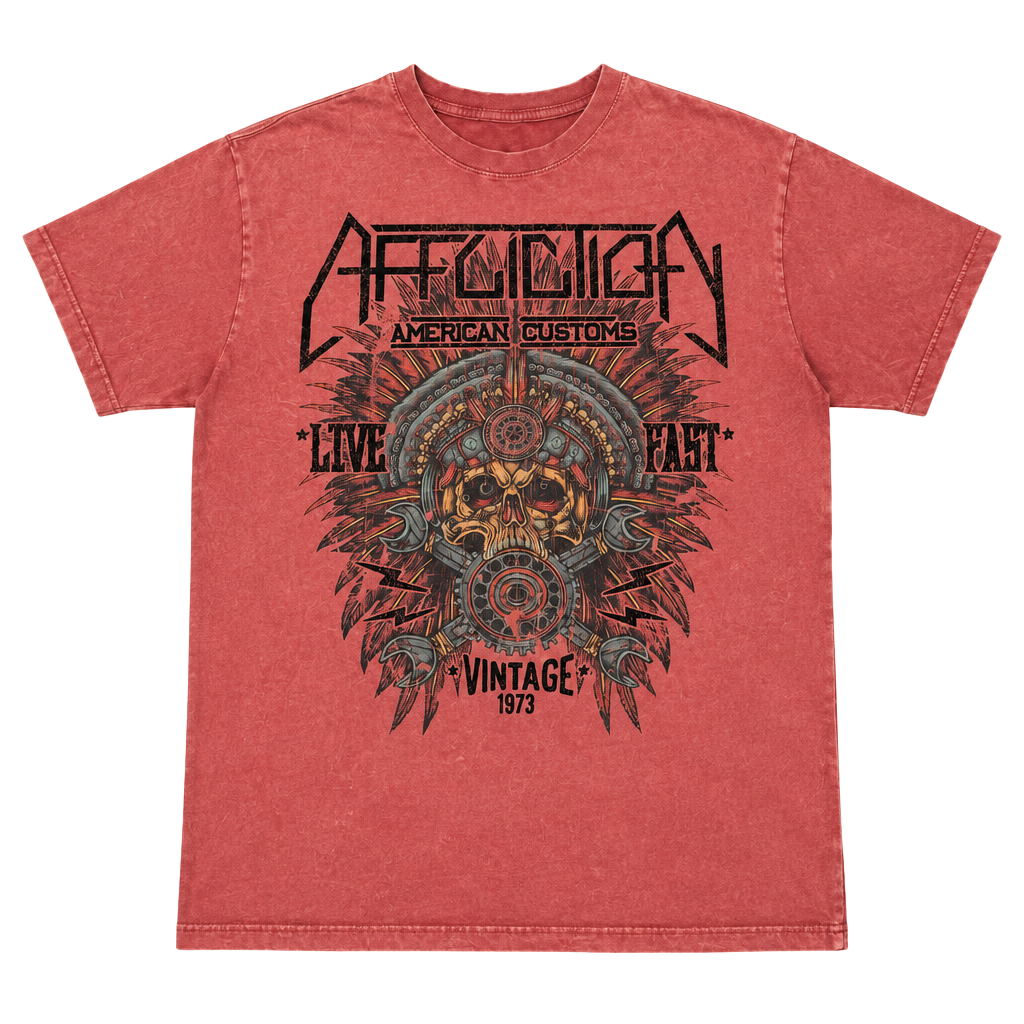 Affliction American Customs Live Fast T-Shirt Size X-Large Red 1